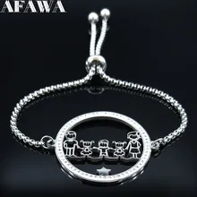 Семейный Браслет-цепочка из нержавеющей стали с кристаллами для папы, мамы, сына и дочери, женское серебряное ожерелье, ювелирные изделия joyas B18517