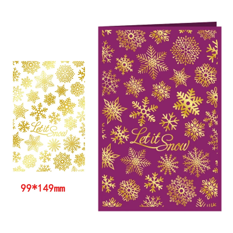 

Rectangular Snowflake Decoration Background Frame Let it Snow Words Hot Foil Plates for Scrapbooking Diy Paper Cards Crafts
