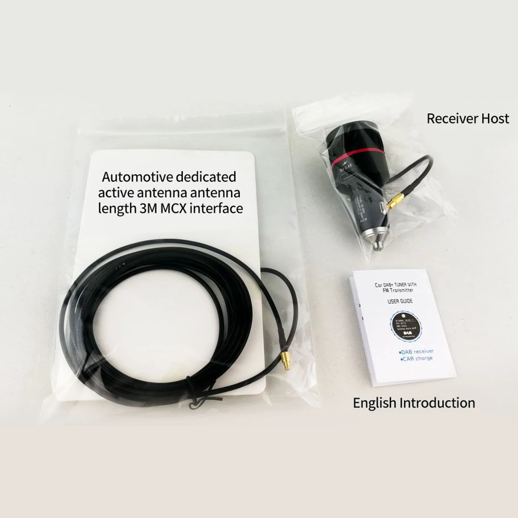 Car DAB+Receiver Cigarette Lighter Plug 1.1" OLED Screen Display Automotive Digital FM Radio