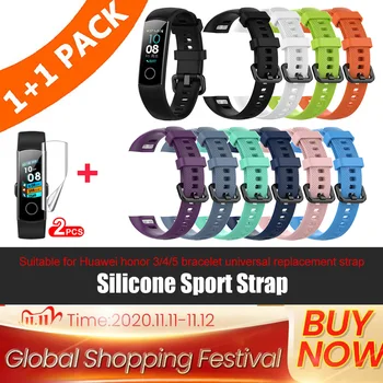 

Sport Silicone Watch Strap For Honor Band 4 5 Wristbands Accessories Replacement Strap For Huawei Honor Band 5 4 Smart Bracelet