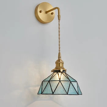 

Post-modern led indoor wall lamps Nordic brass Handmade glass wall sconce light Japanese aisle balcony bedroom bedside wall lamp