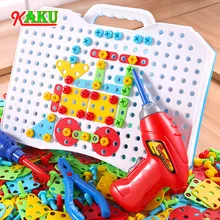 Детские игрушки электрическая дрель Головоломка Развивающие игрушки DIY винт 3D головоломка игрушки для мальчиков Дети дрель кирпич Творческая мозаика игрушка подарок