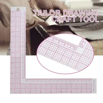 

1Pcs Plastic L-Square Shape Ruler French Curve Sewing Measure ruler Professional DIY Craft Tailor Craft Sewing Tools Newest