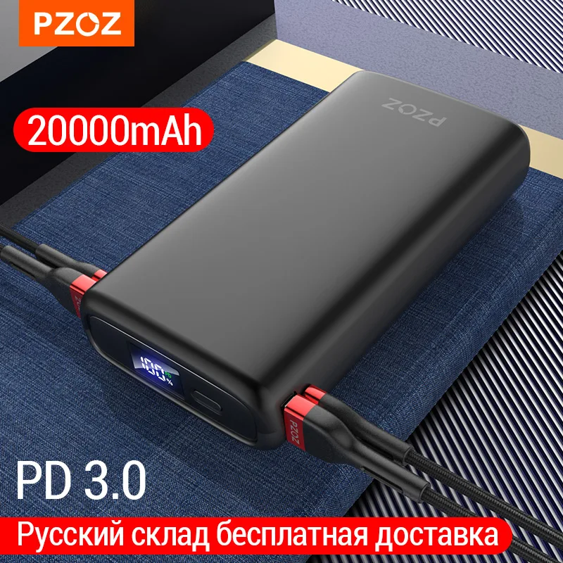 Pzoz 000mah Power Bank Usb C Pd Fast Charger For Iphone Samsung Xiaomi Type C Quick Charge 3 0 Usb Powerbank External Battery Power Bank Aliexpress