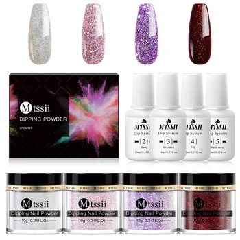 

10g Nail Powder Glitter Dipping System Set Dip Nail Powder Dust Base Top Coat Natural Dry Without Lamp Dipping Nail Powder