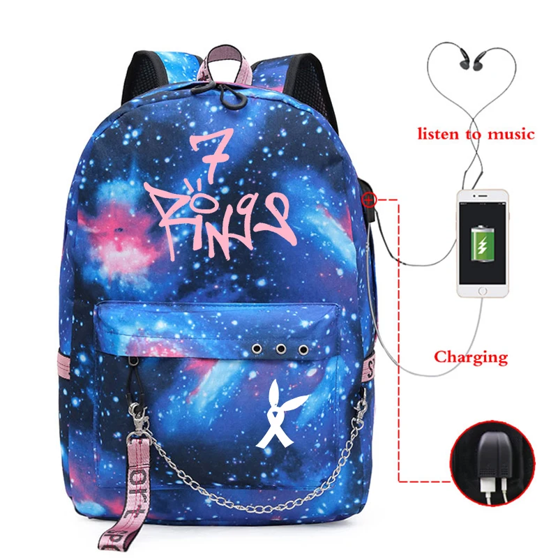 Сумки с принтом Ariana Grande Mochilas, рюкзак для девочек с зарядкой через usb, школьные сумки, рюкзак для колледжа, рюкзак для студентов, рюкзак для путешествий, сумка для ноутбука - Цвет: Girls Backpacks 16