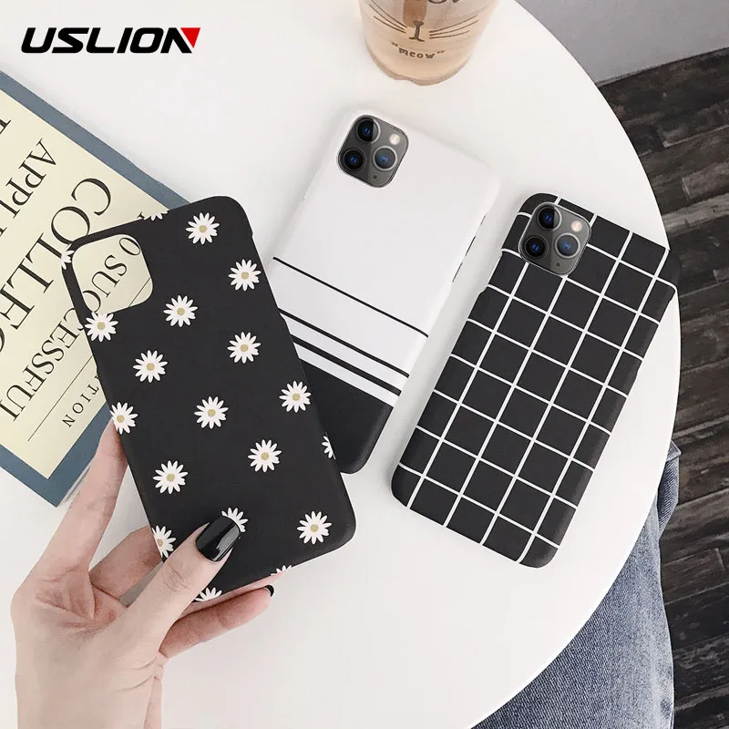 

USLION Starry Sky Moon Phone Case For iPhone X XS XR Xs Max 11 Pro Max 6 6s 7 8 Plus Daisy Flower Ultra Thin Hard PC Back Cover