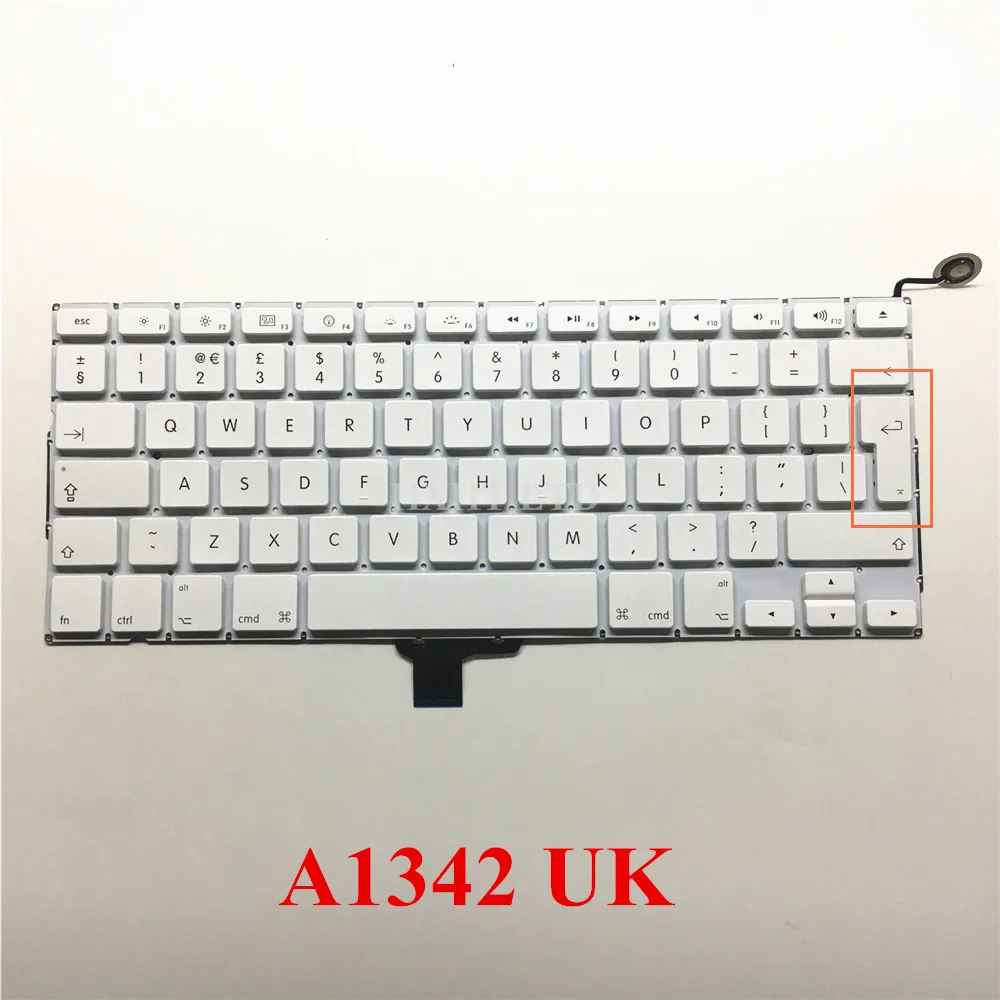 Для MacBook 1" A1342 Клавиатура США британский английский белая клавиатура MC207 MC516 EMC 2350 Late 2009 Mid 2010 года - Цвет: A1342 UK Layout