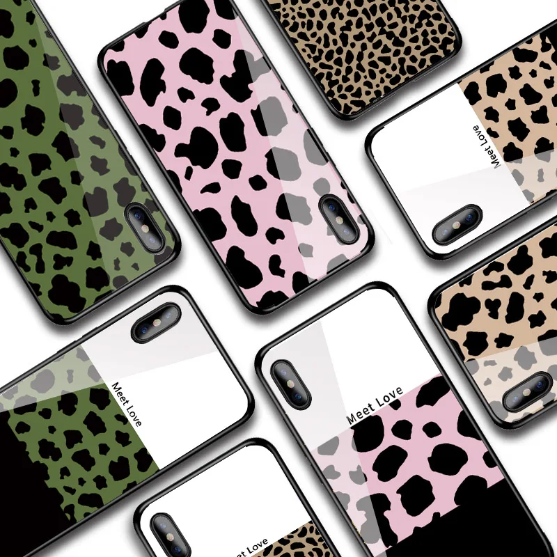 Luxury Leopard Print Tempered Glass Phone Case For iPhone 11Pro Max X XR XS 8 7 6 5S SE 6S Plus Cover |