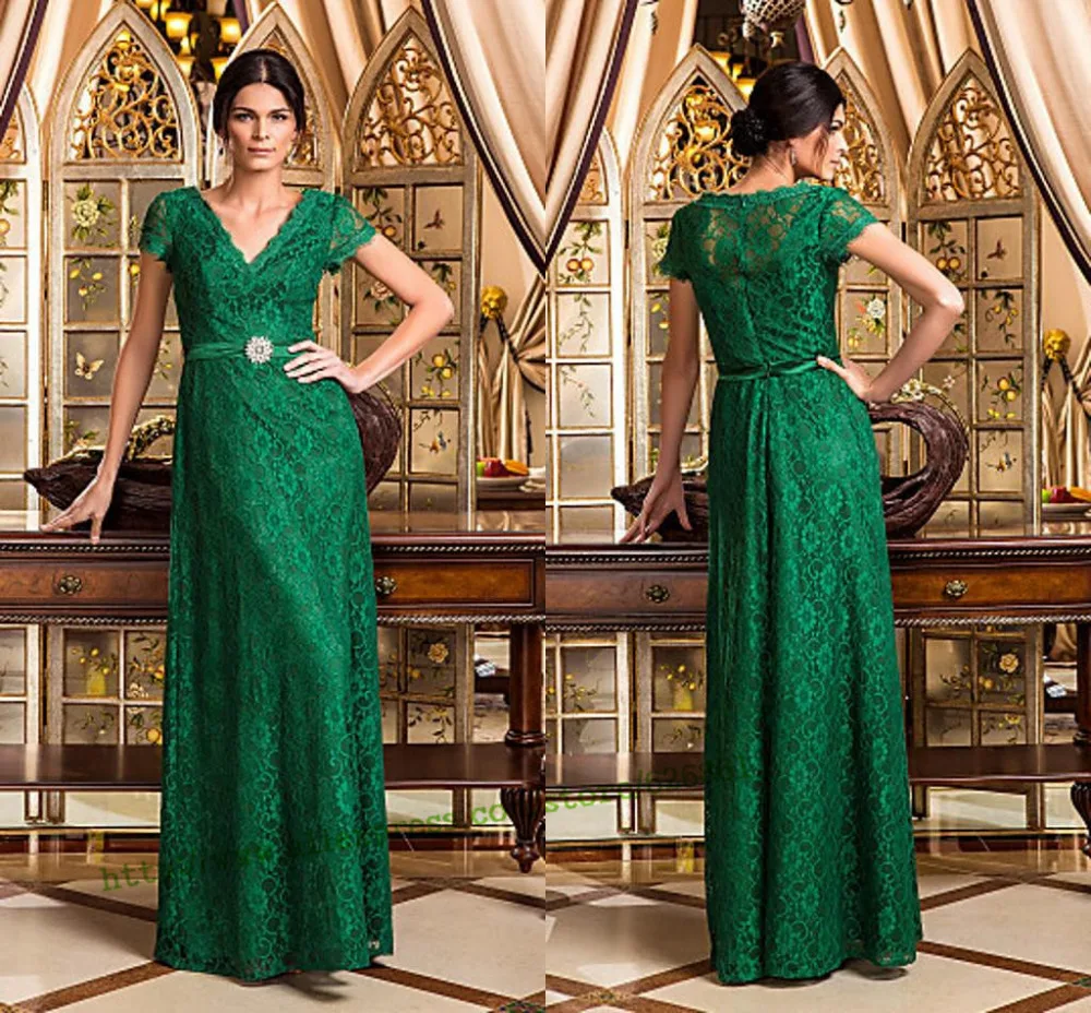 

Green Lace Mother Of The Bride Dresses 2019 A-line farsali Short Sleeves vestido longo Free Shipping Women vestido de madrinha