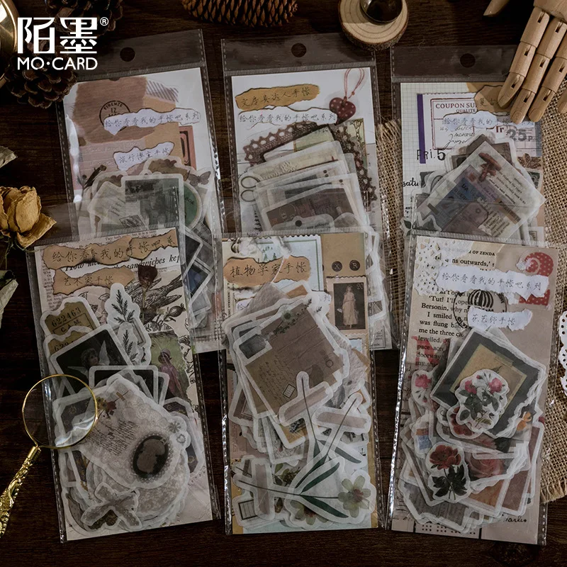 60pcs Vintage Plant Washi Paper Stickers Flower Angel Stickers Scrapbooking Sticker For Diy Diary Albums Stationery Decoration afbeelding