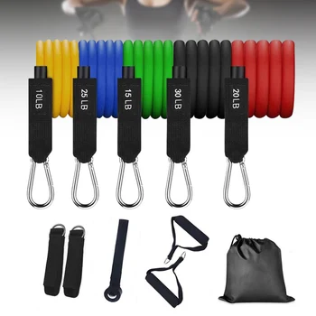 

11Pcs Training Resistance Bands Set Exercise Bands Door Anchor Handles Waterproof Carry Bag Legs Ankle Straps B2Cshop