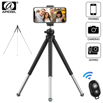 APEXEL Extendable Travel SLR Tripod 360 Rotation Vertical Shooting Phone Tripod Holder With Remote For Gopro Nikon Camera Phone 1