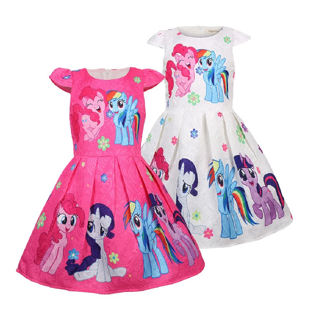 Платье для маленьких девочек с рисунком единорога; платье-пачка с цветочным рисунком; одежда принцессы; Детский костюм с принтом пони для девочек; 7300