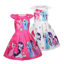 Платье для маленьких девочек с рисунком единорога; платье-пачка с цветочным рисунком; одежда принцессы; Детский костюм с принтом пони для девочек; 7300