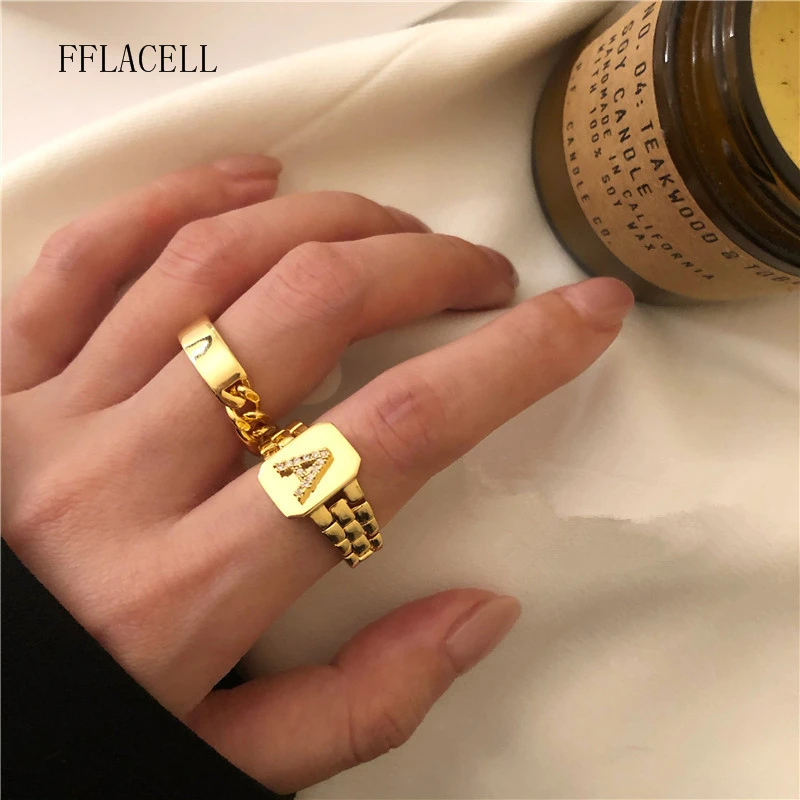 Модное универсальное Открытое кольцо FFLACELL с 26 английскими буквами и