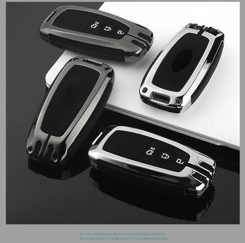 Цинковый сплав + силиконовый чехол для ключей от машины Ford EcoSport Fusion Mondeo Edge Mustang