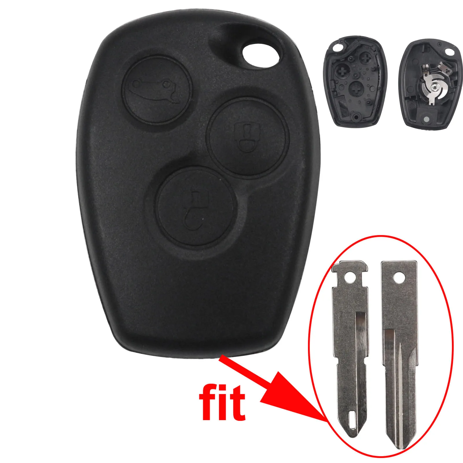 

10pcs/lot 3 Buttons Replacement Car Remote Key Shell Case Cover For Renault Duster Modus Clio DACIA Logan Sandero Uncut Blade