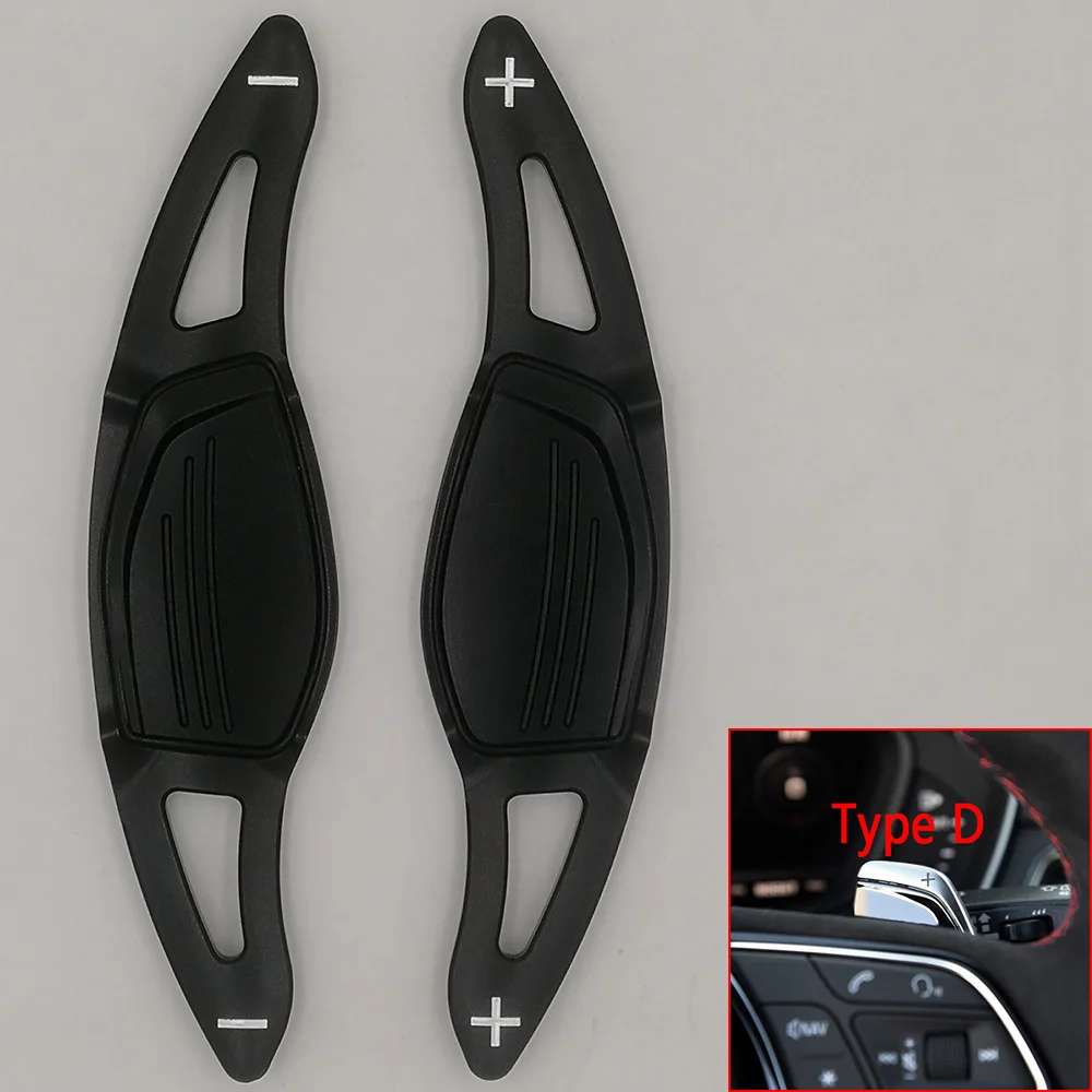 Type D Black Весла для Audi Q3 Q5 Q7 S3 S5 SQ5 SQ7 R8 A3 A4 A5 TT TTS рулевое колесо весла продлить DSG наклейки - Цвет: Type D Black