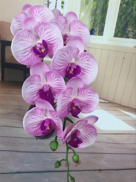5 flowers 4 leaves 1 компл. Высокого качества орхидеи чувство руки цветок стол Цветочная композиция без вазы - Цвет: 5 flowers 4 leaves