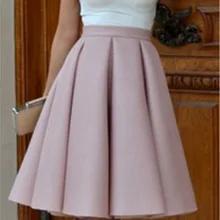 Распродажа, Дешевое женское Модное Новое платье средней длины с высокой талией, расклешенная Женская плиссированная юбка, однотонная повседневная юбка Лидер продаж