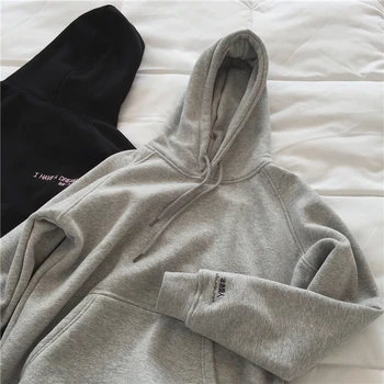 

Muzi 2020 Spring / Heavy Industry Wan Build Money ! Plus Velvet Thicken Letter Embroidery Loose Lian Hat Sweater Female Grey /