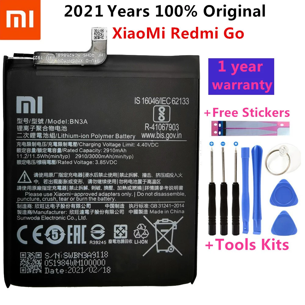 100% Original Xiaomi BN3A 3000mAh Battery For XiaoMi Redmi Go Batterie Bateria Accumulator Smart Phone | Мобильные телефоны и
