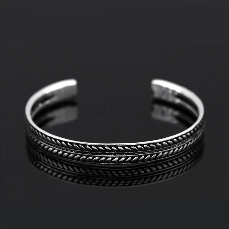 Bangle Bracelet Laurel Leaf Bracelet Woozu Silver Color Vintage Leaves Pattern Open Bracelet Bangle For Women Men