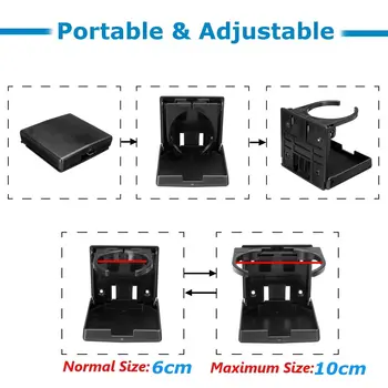 

ABS 6cm-10cm Adjustable Folding Drinks Cup Can Bottle Holder Stand Mount For Boat Marine Caravan Car Truck Beige/Black/Grey