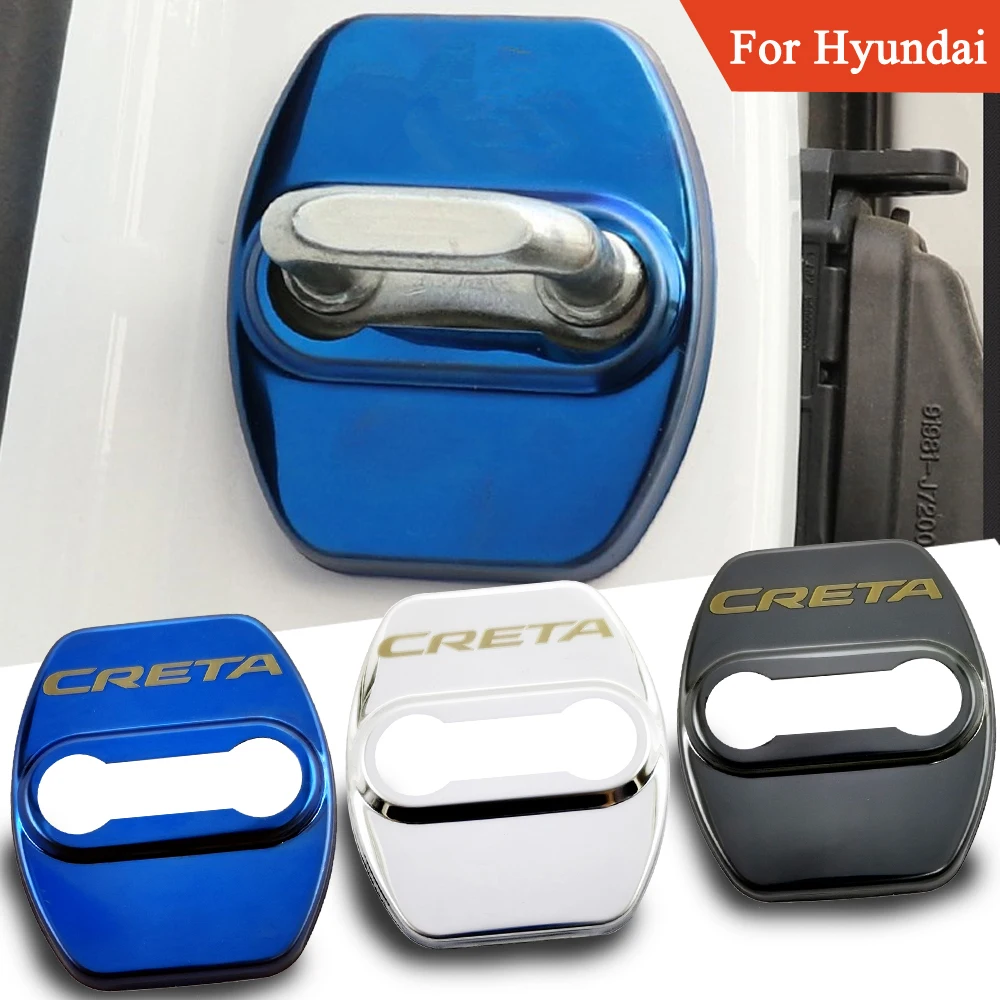 Car Door Lock Cover 4PCS Car Door Lock cover Protect Buckle Cover Latch Stop Anti Rust For Hyundai creta sticker