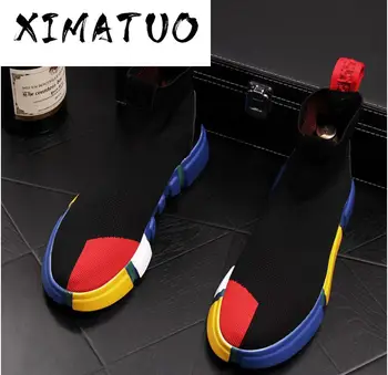 

2020 Designer Socks shoes fashion men high tops sneakers speed trainer black glitter mens trainers casual shoe Runner heavy sole