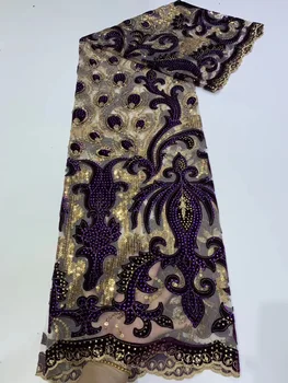 

Velvet lace fabric 2020 high quality lace African sequin lace fabric embroidery French tulle lace fabric dress H39391