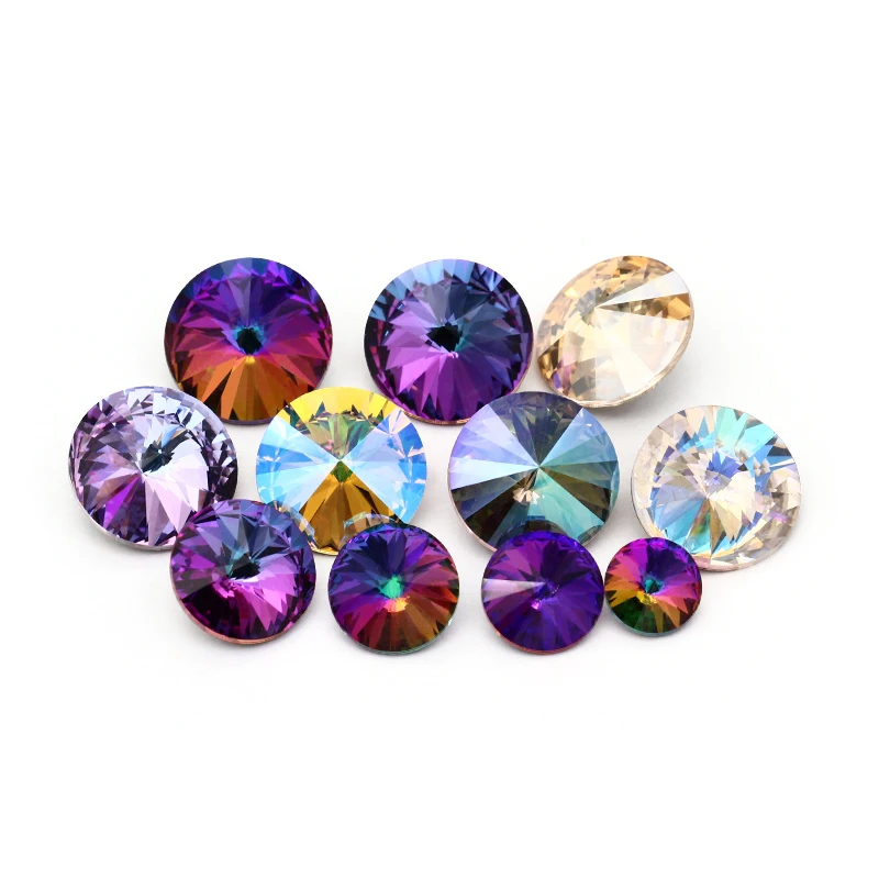 Rhinestones Beads New Rivoli Fancy Stones Crystal Glass With Silver Plating