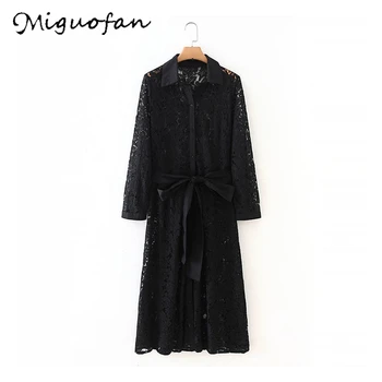 

Miguafan dress women lace up sexy dress elegant mesh sashes long sleeve 2020 spring female evening party club black long dresses