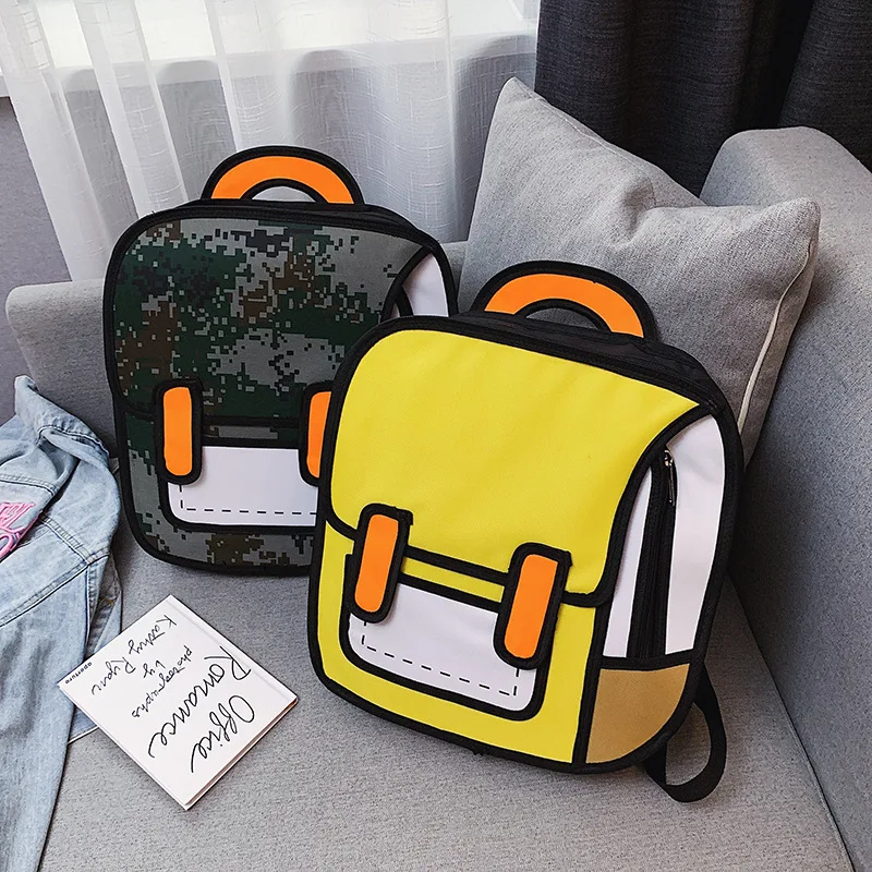 

Quadratic Creative Backpack 2D Comic Book Bag 2019 New Shoulder Backpack Women's Three-dimensional Fashion Travel Backpack