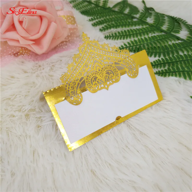 bright gold 10/50/100 шт Вечерние стол перламутровая бумага карты посадочные карточки пользу Декорации для свадьбы украшение для сидения за столом 5z - Цвет: bright gold