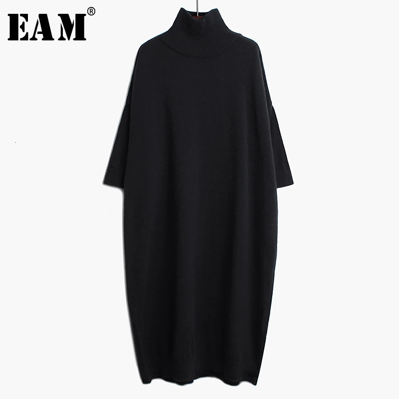 long sleeve loose black dress