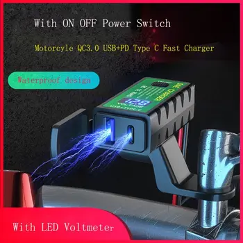 

Motorcycle QC3.0 PD Charger SAE to USB Adapter with Voltmeter & ON/Off Switch
