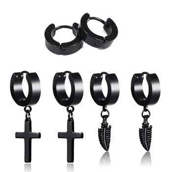 

3 pairs Punk Multiple Styles Stainless/Titanium Steel Stud Earrings For Men and Women Gothic Street Pop Hip Hop Ear Jewelry gift