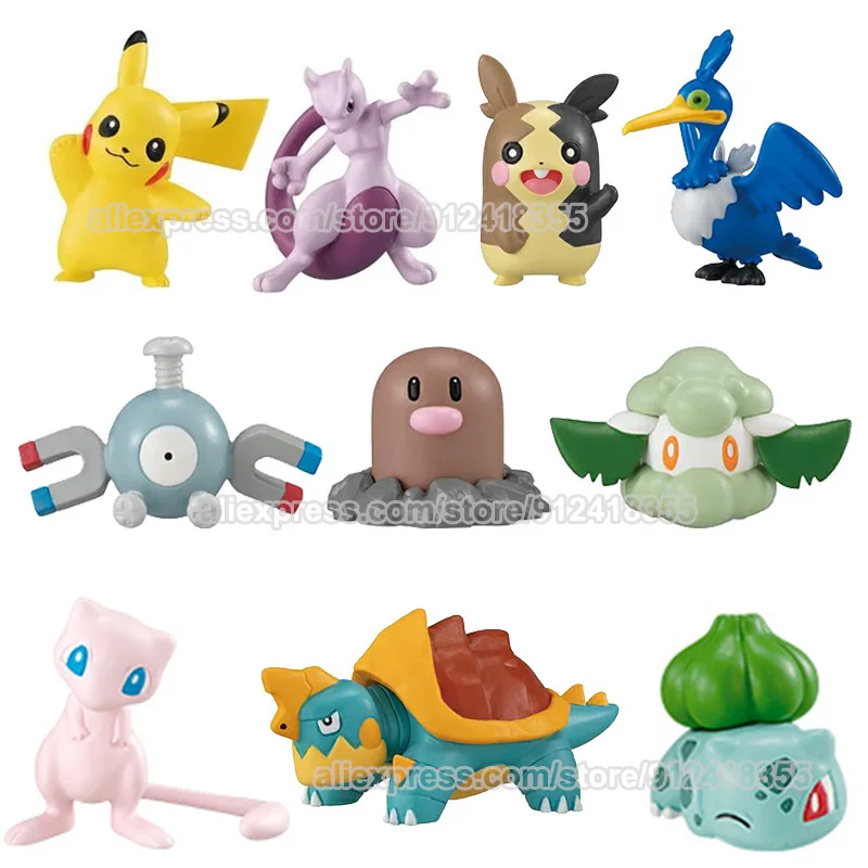 Mini Formato 2-3Cm Pokemon Figure Anime Gengar Mew Mewtwo Mr. Mime Drednaw Magnemite Pikachus Pokemon Action Figure Bambole Giocattoli