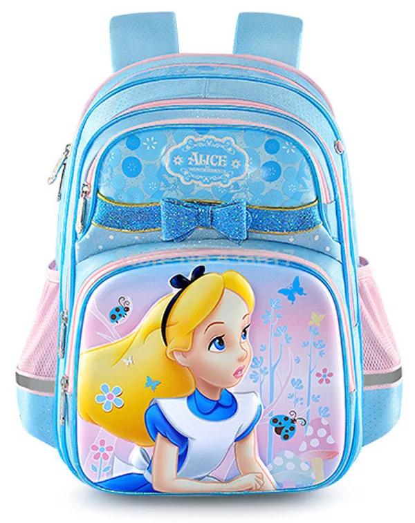 3D Алиса в стране чудес принцессы Алисы для девочек школьная сумка для детей начальной Начальная школа Школьный Рюкзак Для учебников сумка - Цвет: Blue