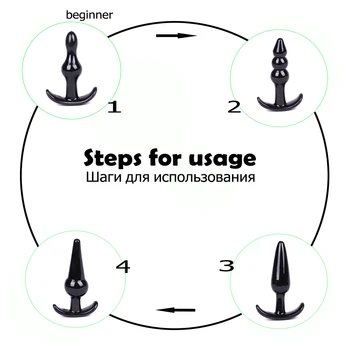 Medical Silicone 4Pcs Set Anales Plug Trainer Kit Butt Plugs & Beads Massage Toys Trainer Prostate Massage Anus dilator 2