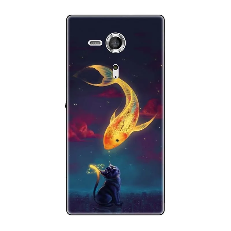 Мягкие чехлы для sony Xperia SP M35 M35h M35C C5303 C5306 C5302 чехол с принтом(розы); волк милый чехол-крышка с узорами чехол для телефона чехол Fundas Para