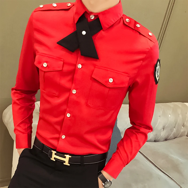 Fashion Mens Business Shirts Casual Slim Fit Long Sleeve Shirt Tie Work Clothes Night Club Party Tuxedo Shirts Chemise Homme Fashion Mens Business Shirts Casual Slim Fit Long Sleeve Shirt Tie Work Clothes Night Club Party Tuxedo Shirts Chemise Homme