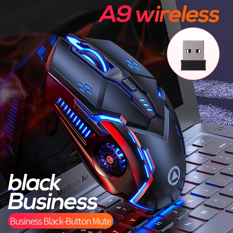 Rechargeable A9 Luminous Silent Gaming Wireless Mouse 2.4G USB Mice for Laptop Desktop Computer Peripheral E-Sports Gamer 