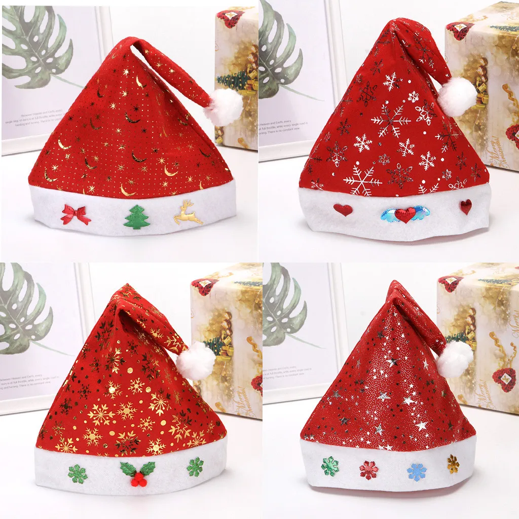 

2019 Christmas Moon Snow Star Kids Accessories Hat Santa Hats For Christmas Party Dropshipping kerstmuts navidad 2019#23
