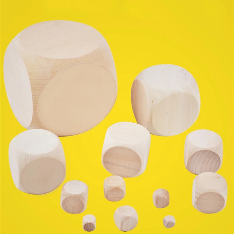 Game Dice 10pcs 6 Sided Blank Wood Dice Party Family DIY Games Printing Engraving Kid Toys Dices for Gaming for Children Wood Cube Dices