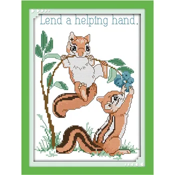 

Free Help Each Other! DIY 11CT14CT DMC Counted Cross Stitch Kits For Needlework Embroidery Knitting Needles Home Decoration