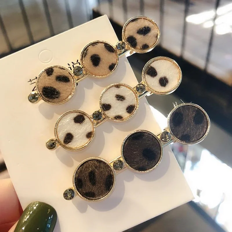 

New Korean Leopard-printed Plush Hairpins Women Girls Hair Bangs Clip Snap Barrettes Stick Hair Clip Hair Accessories Gifts