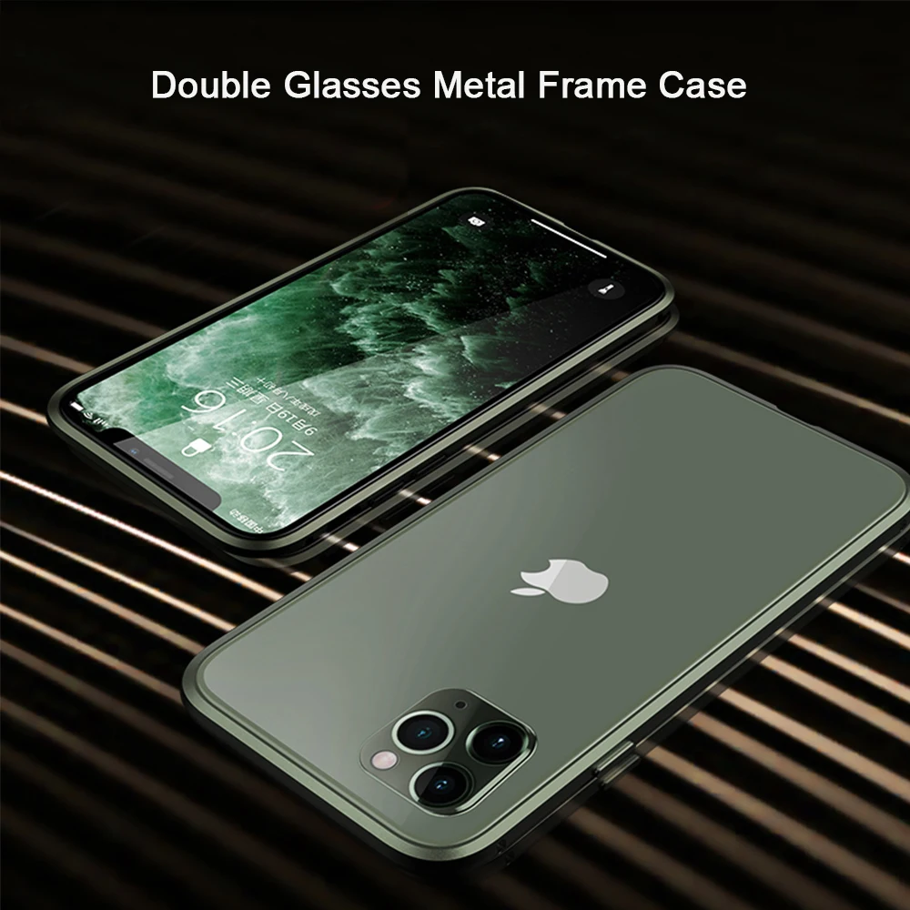 Iphone11 11 pro Чехол двухсторонний стеклянный металлический чехол для телефона для Iphone11 pro max чехол 360 Полный металлический стеклянный чехол для телефона
